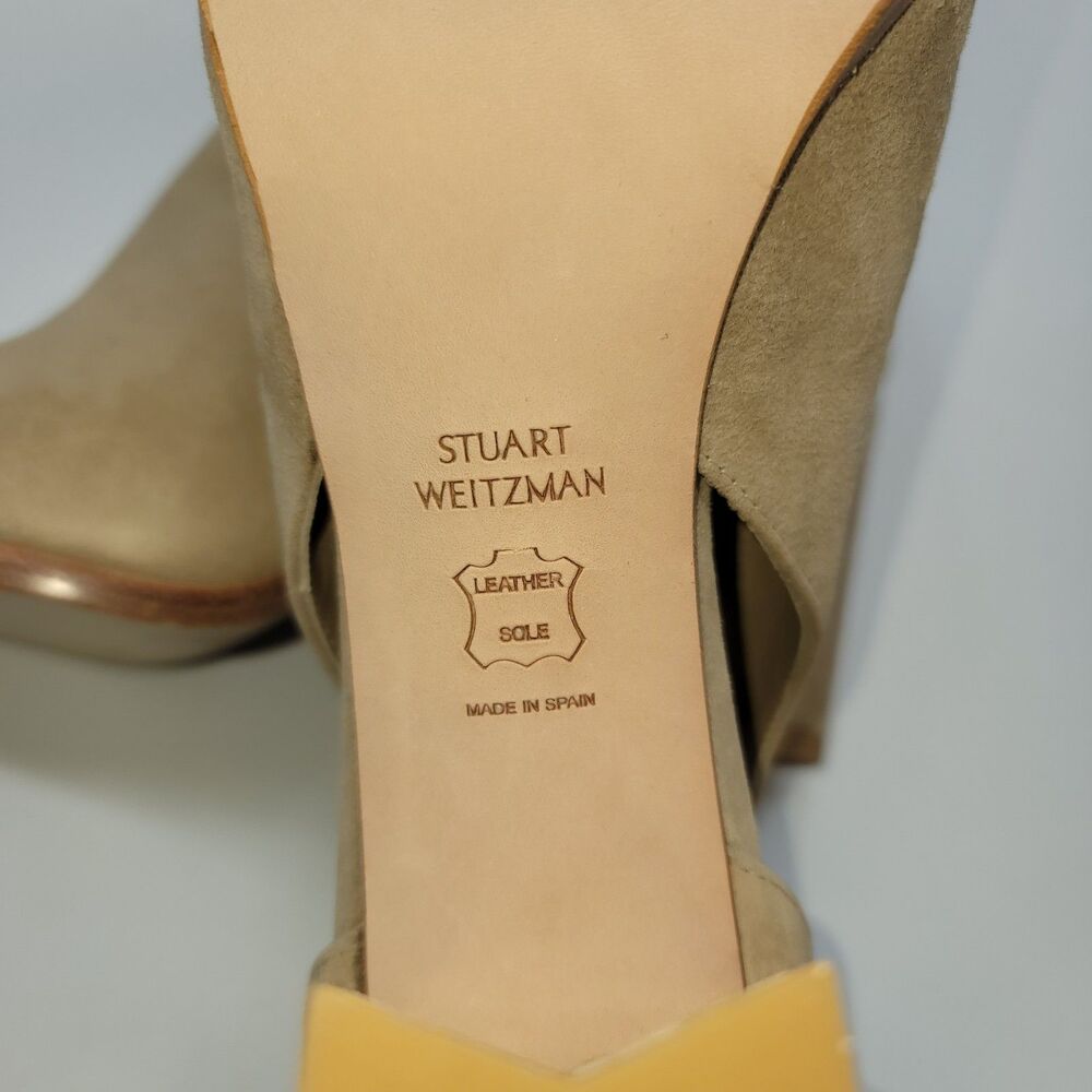 Stuart Weitzman Opendoor Tan Suede Peep Toe Side Cutout Ankle Booties Spain 8.5 - Picture 8 of 9